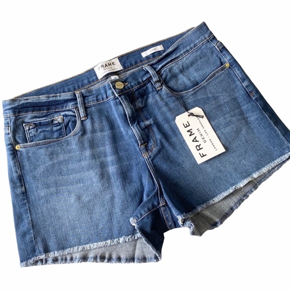 new Frame Denim ◈ Le Cut Off Denim Shorts ◈ Raw Hems ◈ Atlantic 32 - Picture 6 of 16